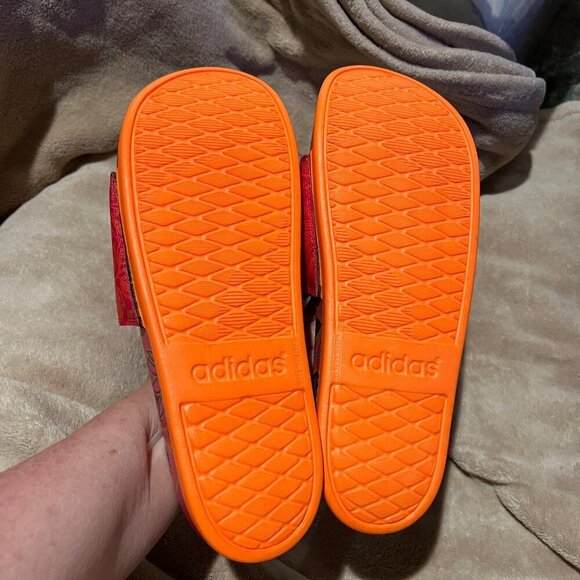 NWT FARM Rio Slide Sandals Adidas Collaboration Women's Size 11 Red Floral Print - Picture 6 of 7